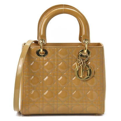 Christian Dior Metallic Patent Cannage Medium Lady Dior Yellow 1 of 15