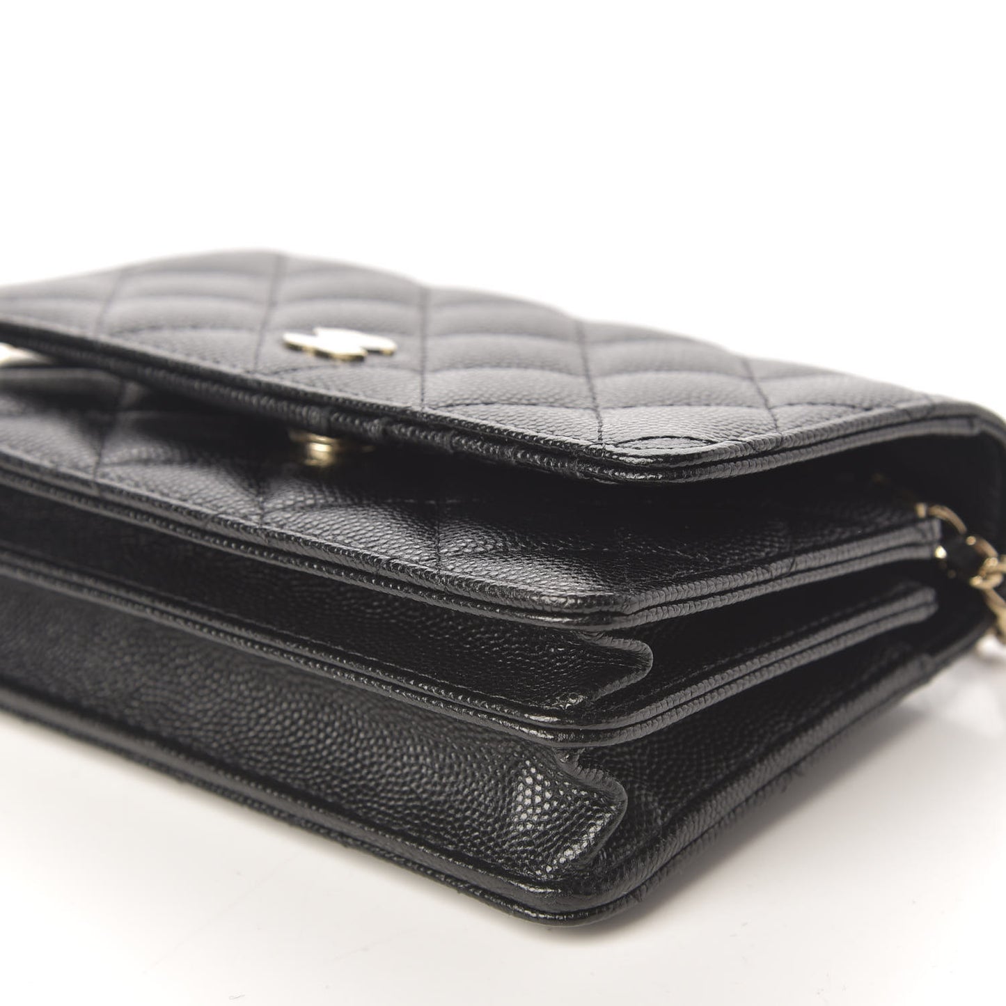 Caviar Quilted Mini Wallet On Chain WOC Black