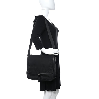 Prada Tessuto Nylon Saffiano Logo Messenger Bag Black 2 of 11