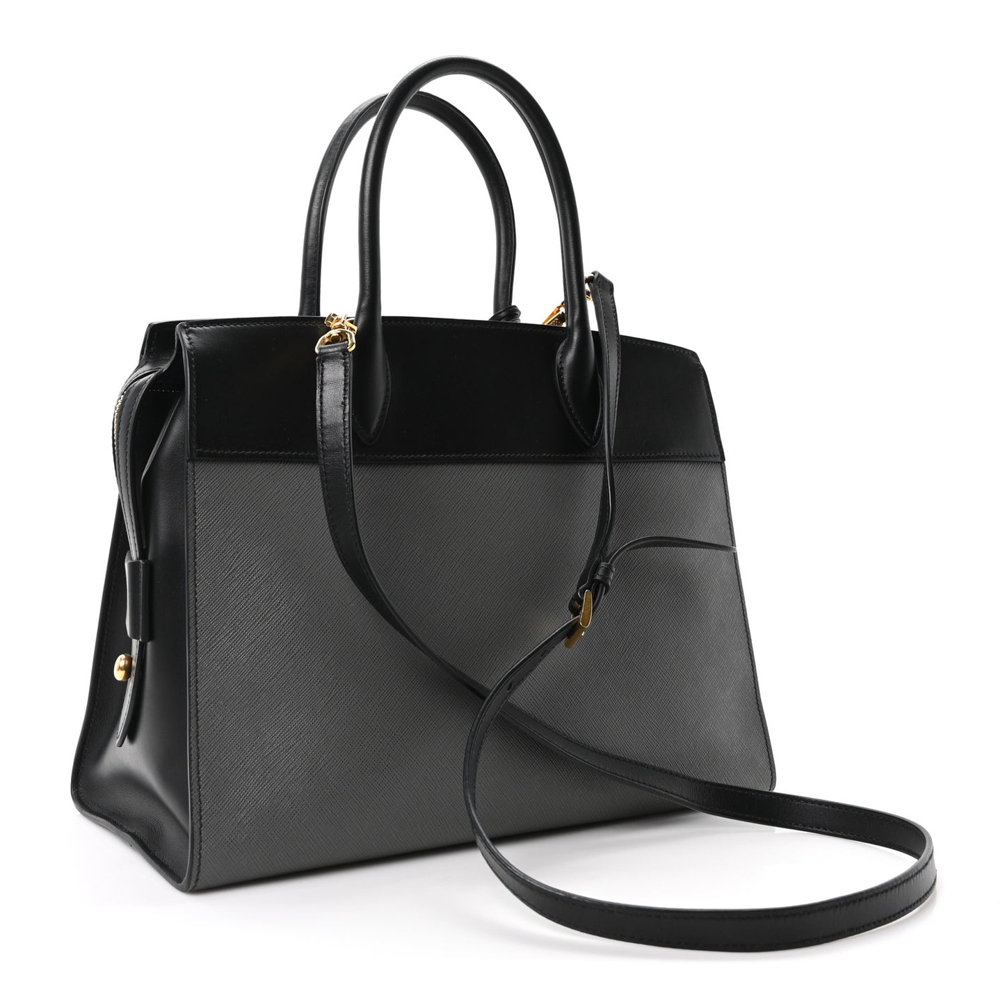Saffiano City Calfskin Medium Esplanade Tote Mercurio Black