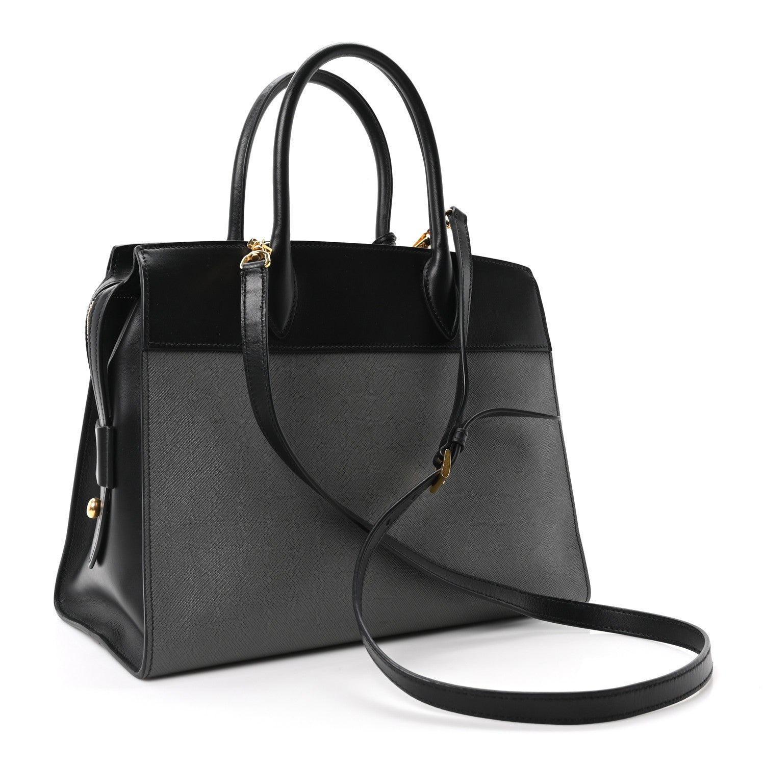 Prada Saffiano City Calfskin Medium Esplanade Tote Mercurio Black 3 of 10