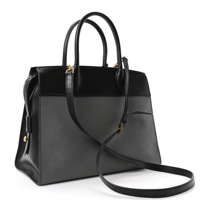Prada Saffiano City Calfskin Medium Esplanade Tote Mercurio Black 3 of 10
