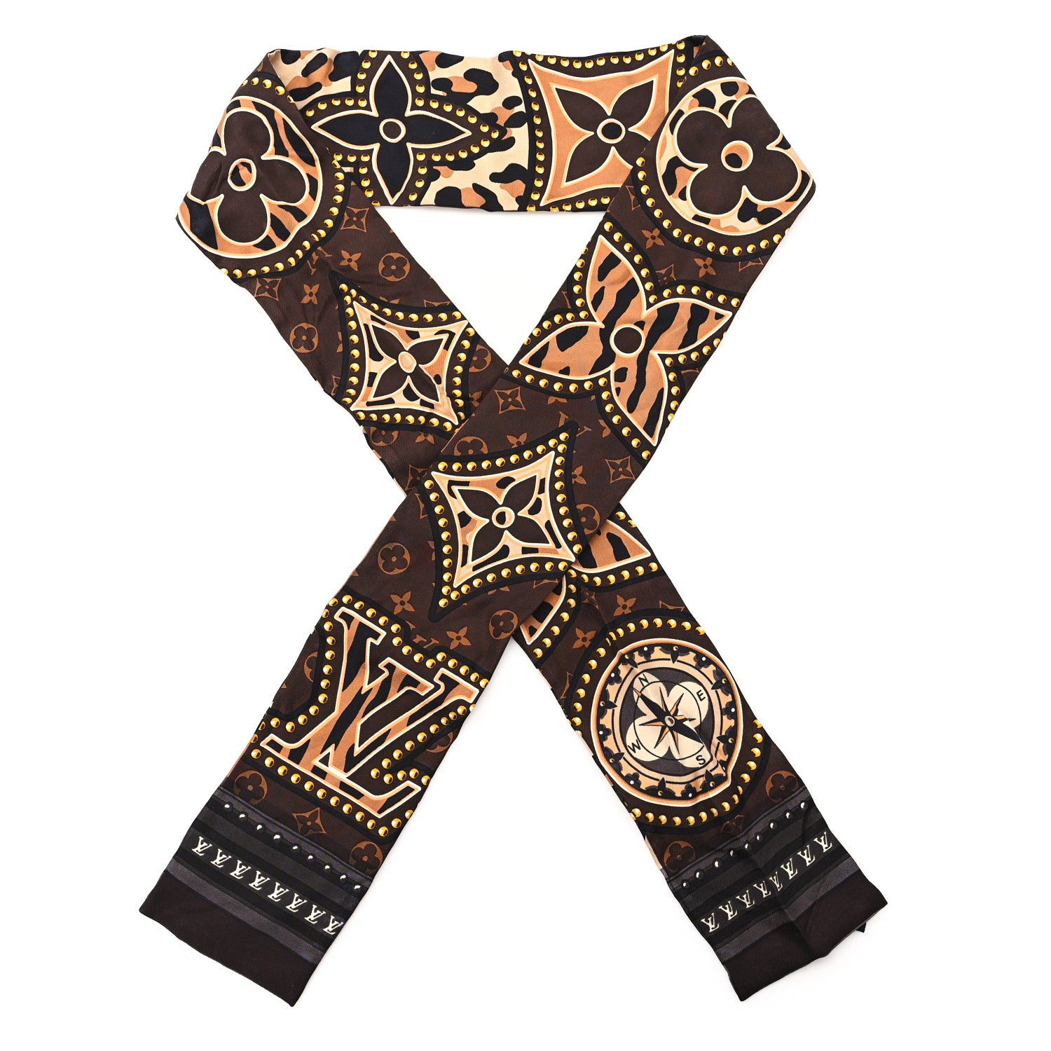Louis Vuitton Silk Monogram LV World Bandeau Brown 1 of 3
