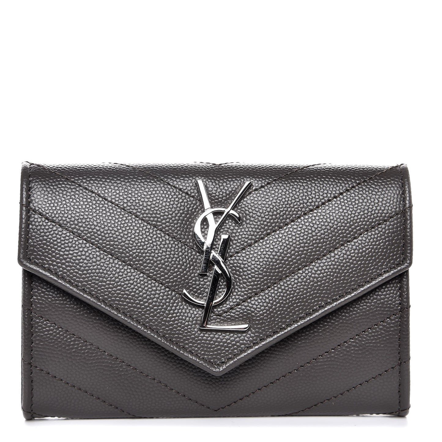 Grain De Poudre Matelasse Chevron Small Monogram Envelope Wallet Earth