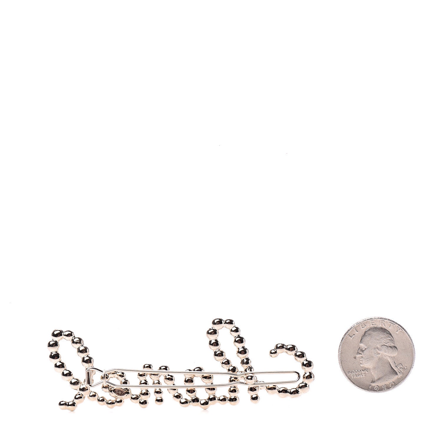 Chanel Metal Glass Swirling Pearls Hair Clip Gold 2 of 4