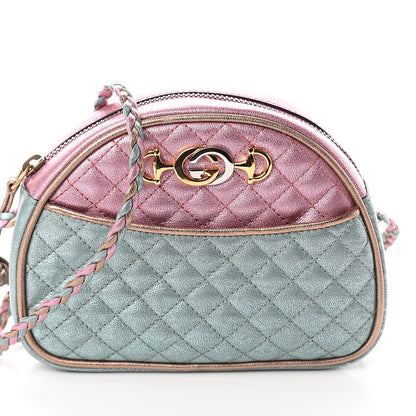 Gucci Laminated Nappa Trapuntata Mini Zumi Dome Shoulder Bag Rosa Lago Rame 6 of 8
