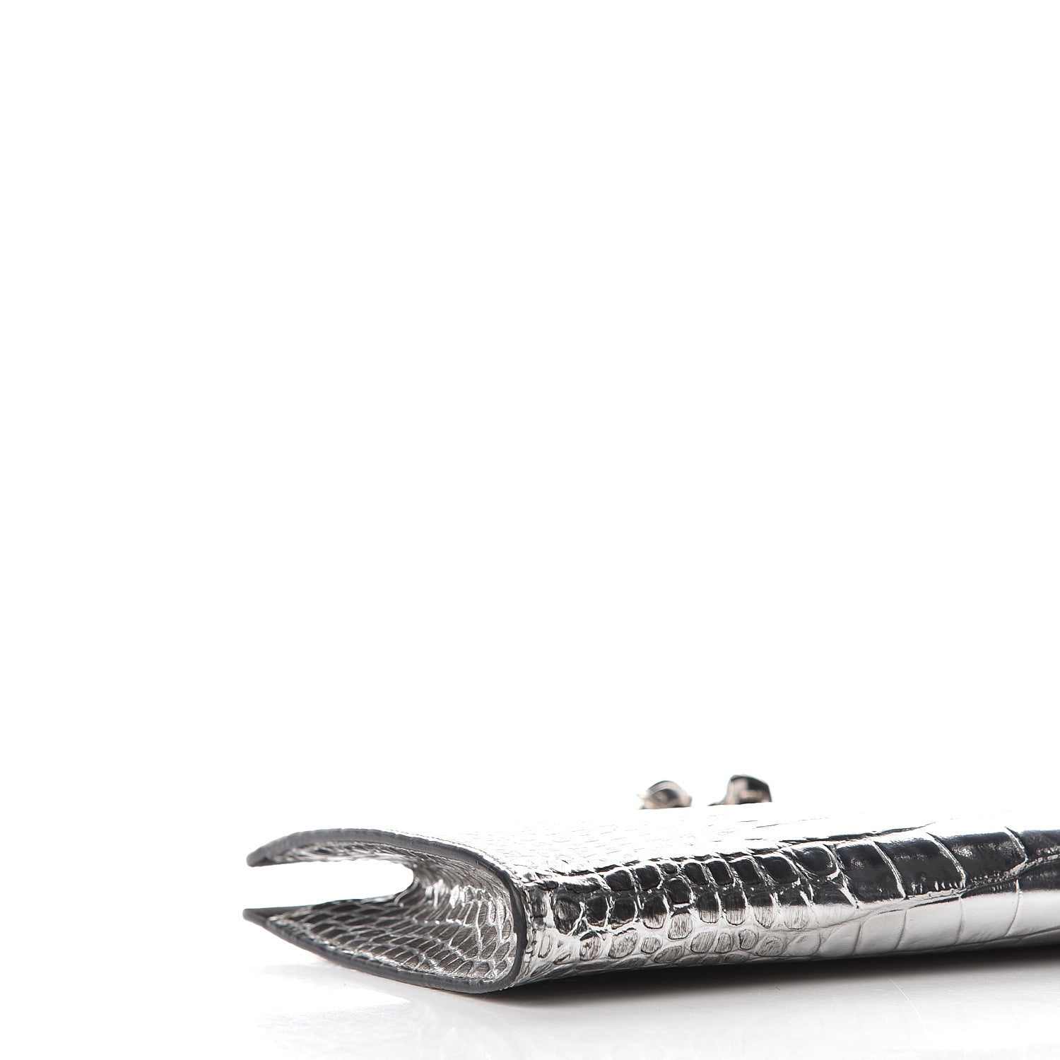 Alexander McQueen Metallic Crocodile Embossed Calfskin Knuckle Flat Clutch Silver 7 of 10
