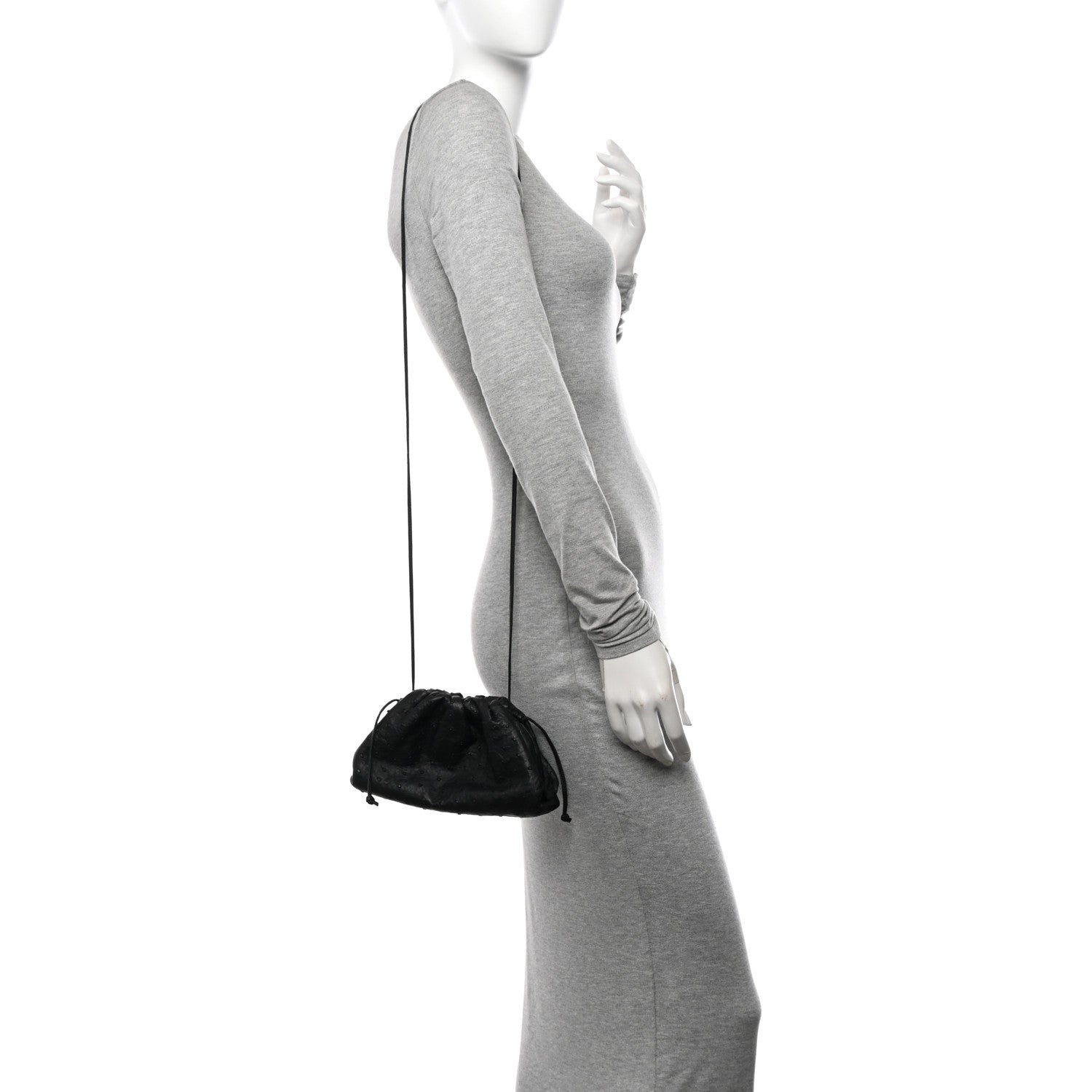 Bottega Veneta Ostrich The Mini Pouch Fondente 2 of 10