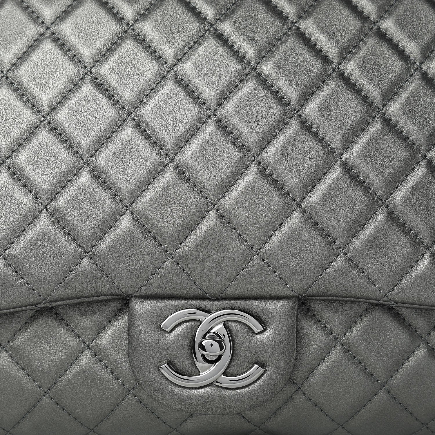 Chanel Metallic Calfskin Quilted XXL Travel Flap Bag Dark Silver 8 of 10
