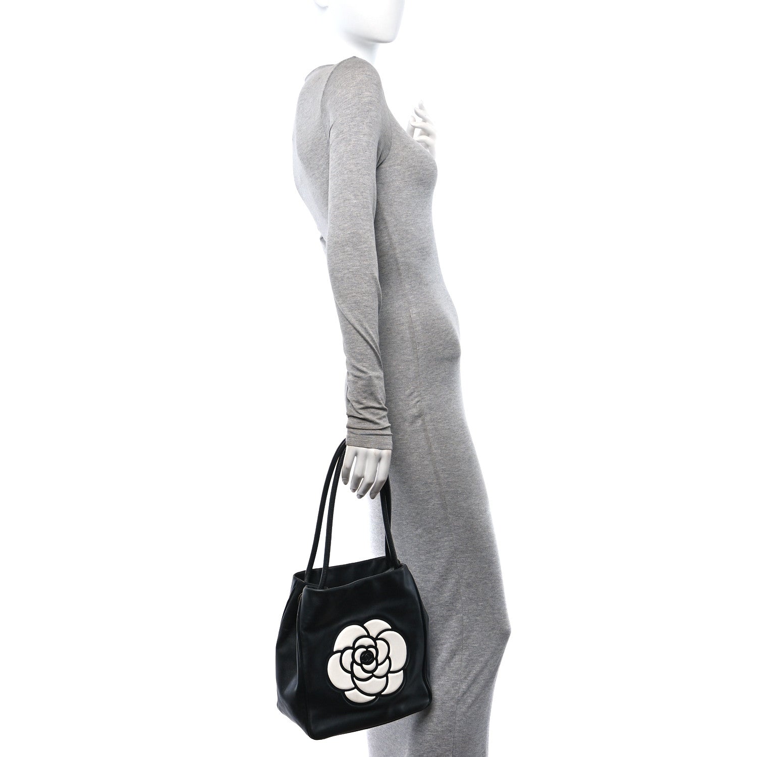 Chanel Lambskin Camellia Tote Black 2 of 10