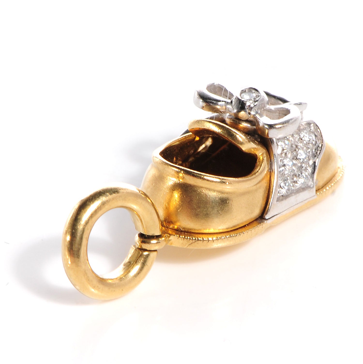 FASHIONPHILE AARONBASHA18kYellowandWhiteGoldDiamondSaddleShoeCharm 4 of 5