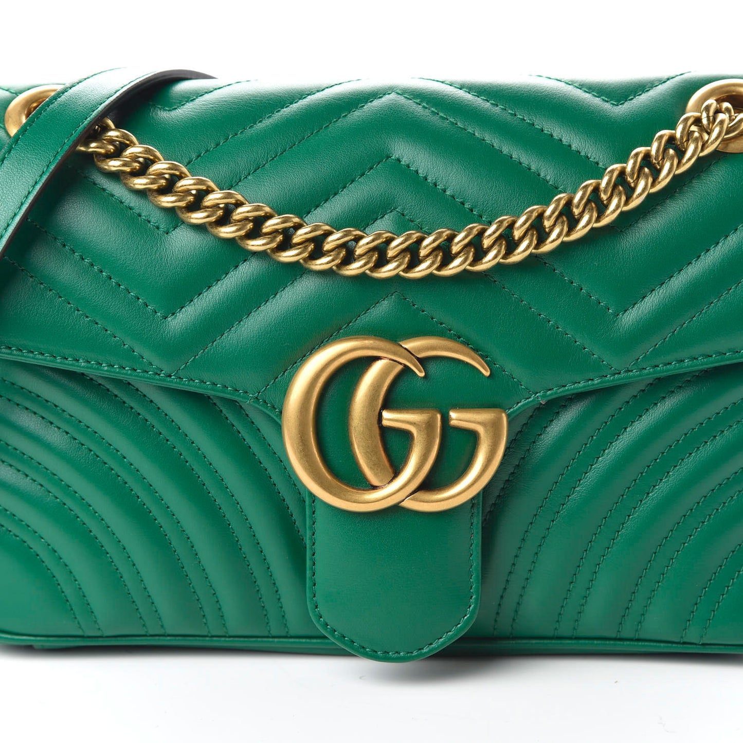 Calfskin Matelasse Small GG Marmont Shoulder Bag Emerald Green