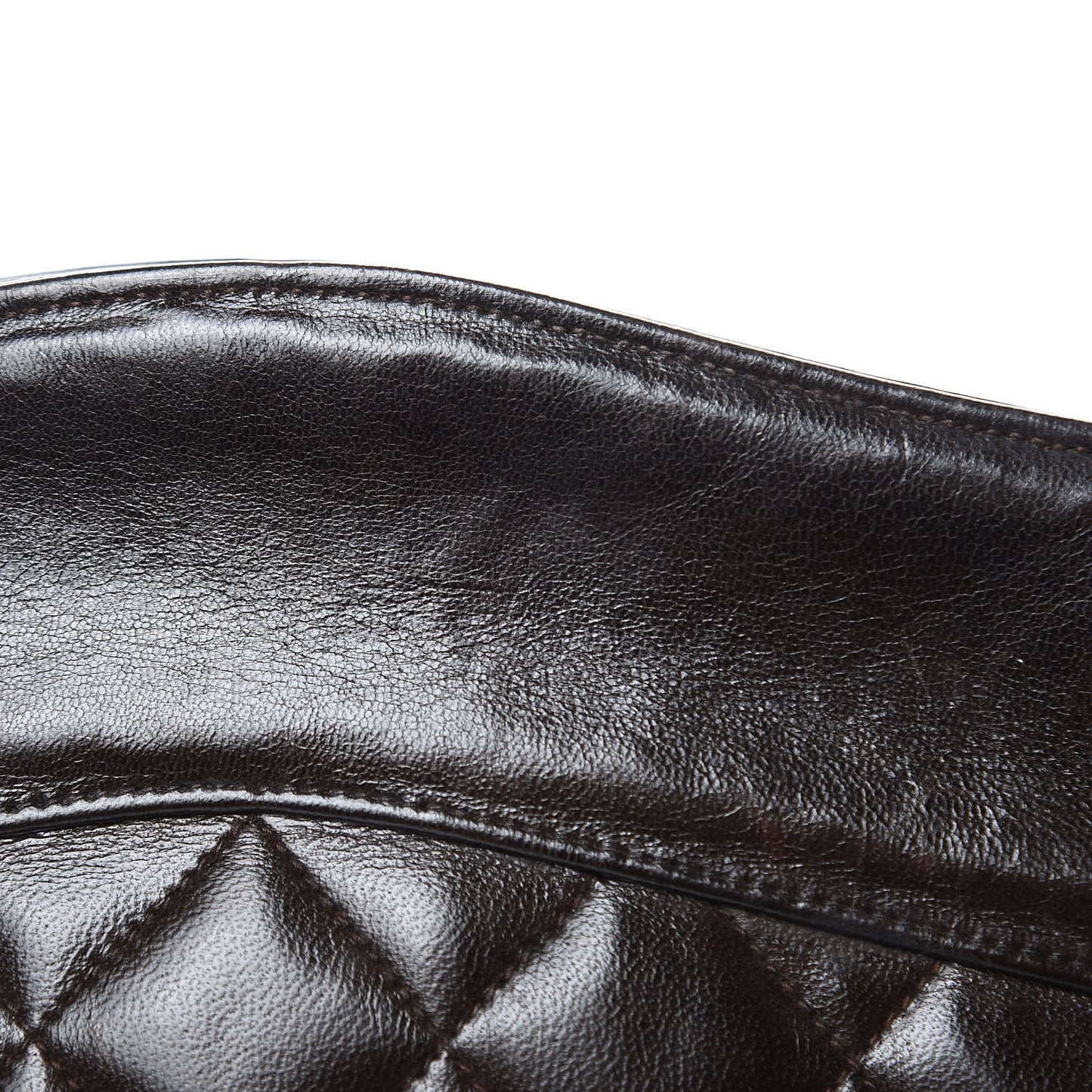 Lambskin Quilted Shoulder Bag Dark Brown