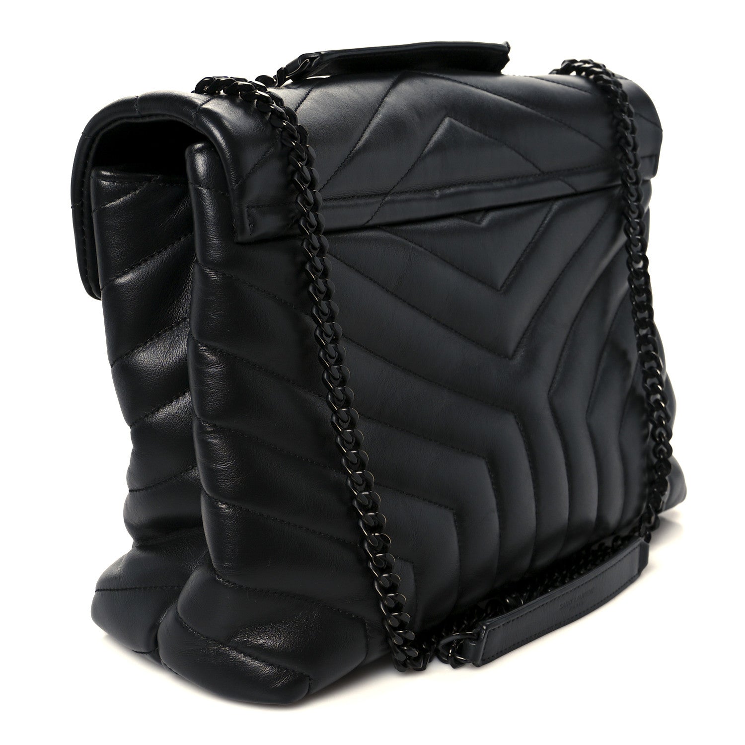 Saint Laurent Calfskin Y Quilted Monogram Monochrome Medium Loulou Chain Satchel Black 3 of 11