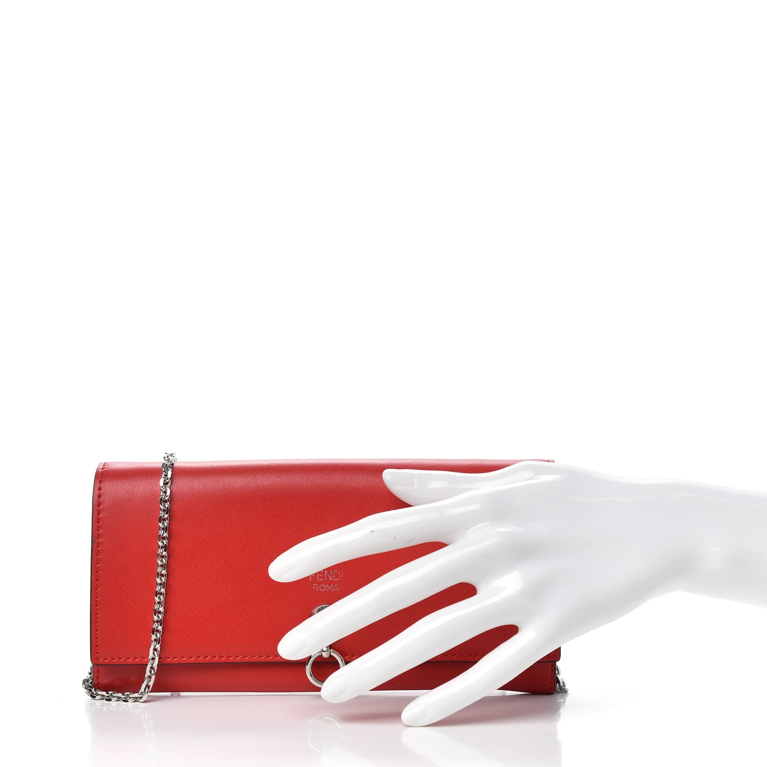 Fendi Vitello Liberty Century Lucido By The Way Continental Wallet On Chain Rosso 2 of 9