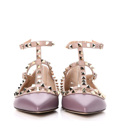 Valentino Garavani Nappa Rockstud Cage Ballerina Flats 38.5 Dark Mauve Poudre 2 of 8