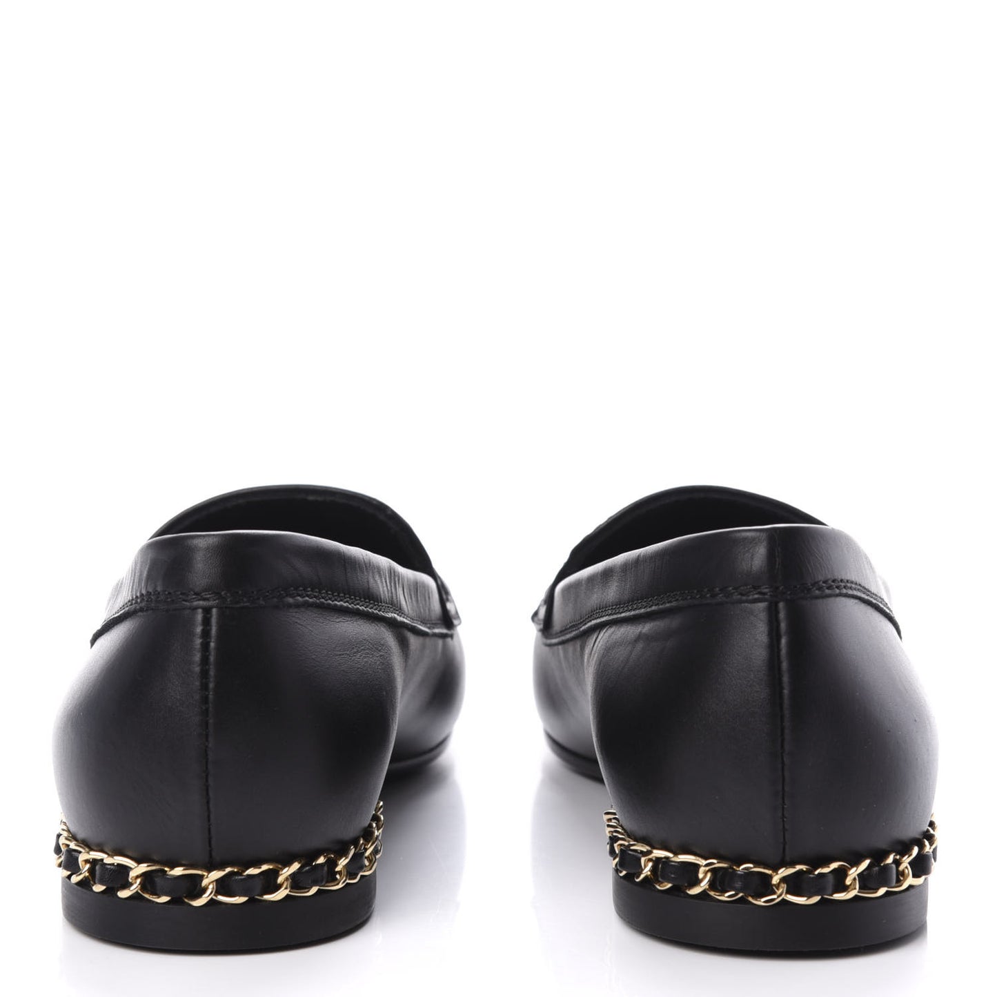 Calfskin CC Chain Mocassin Loafers 37.5 Black