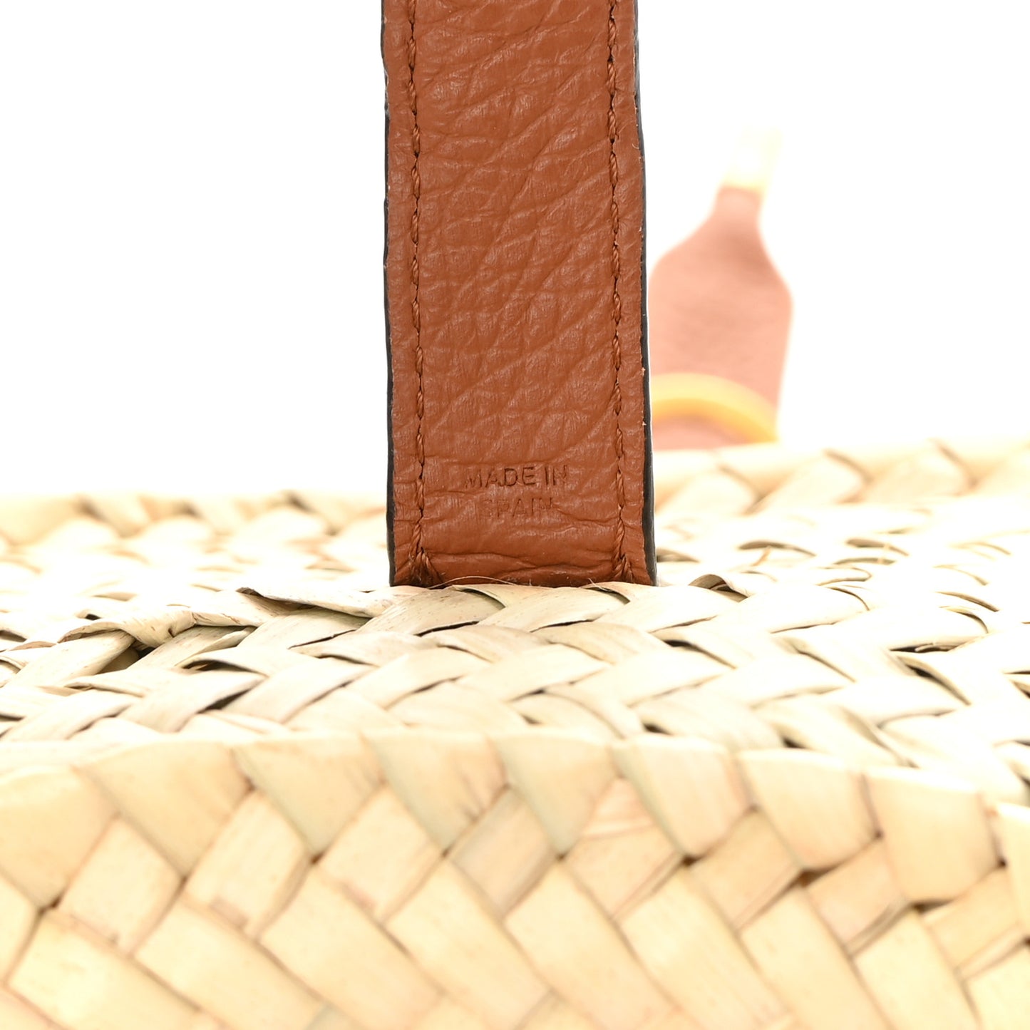 Raffia Calfskin Marcie Basket Tan