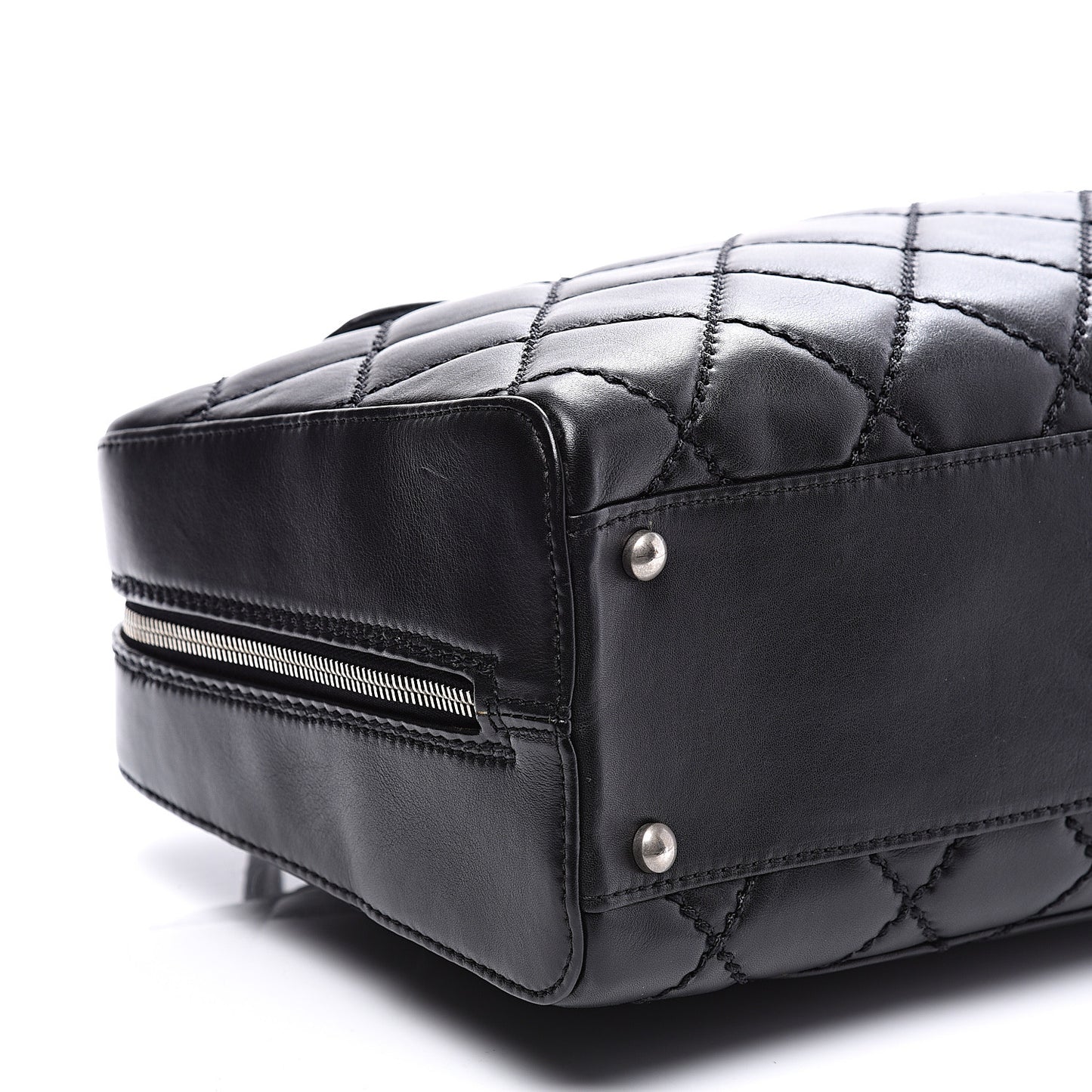 Calfskin Quilted Top Handle Bag Black