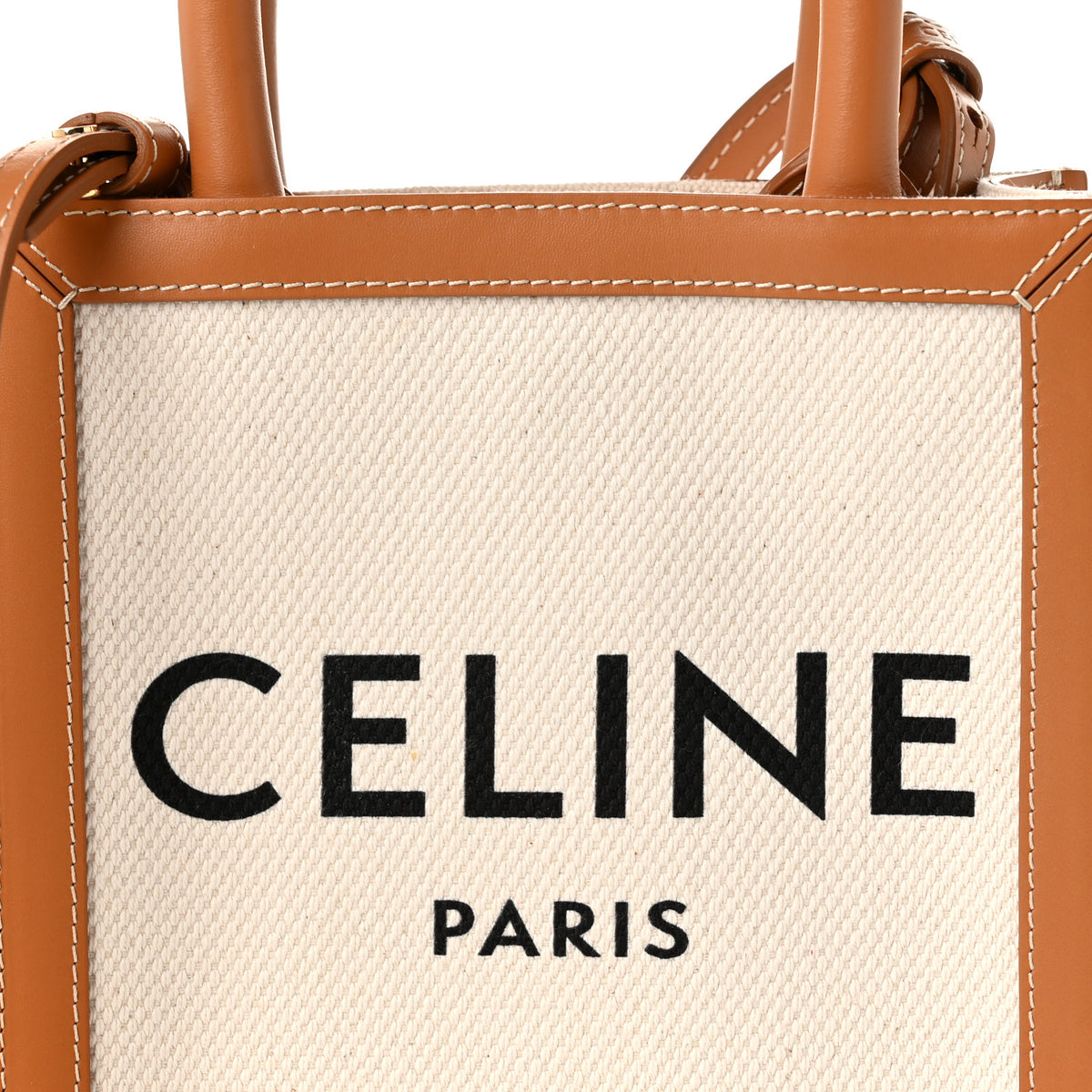 Canvas Calfskin Mini Vertical Cabas Natural Tan