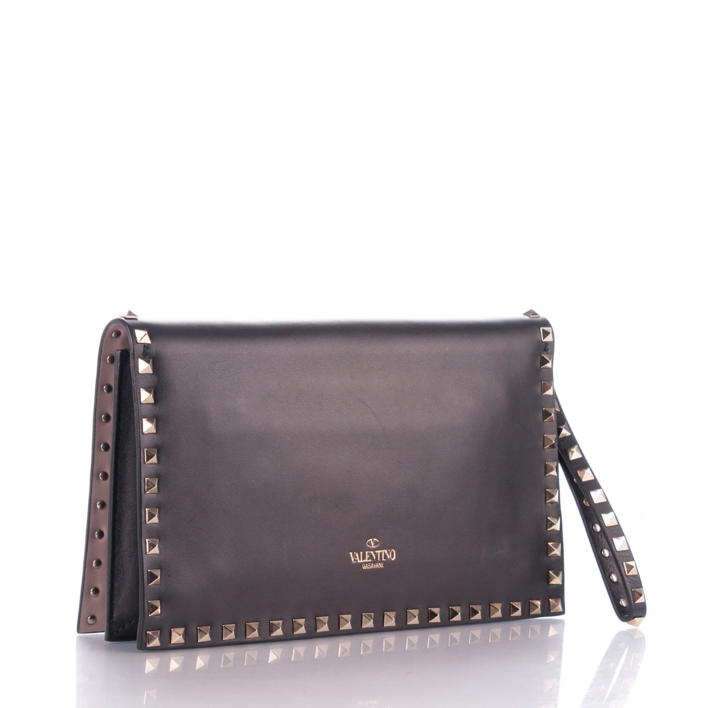 Nappa Rockstud Wristlet Clutch Black