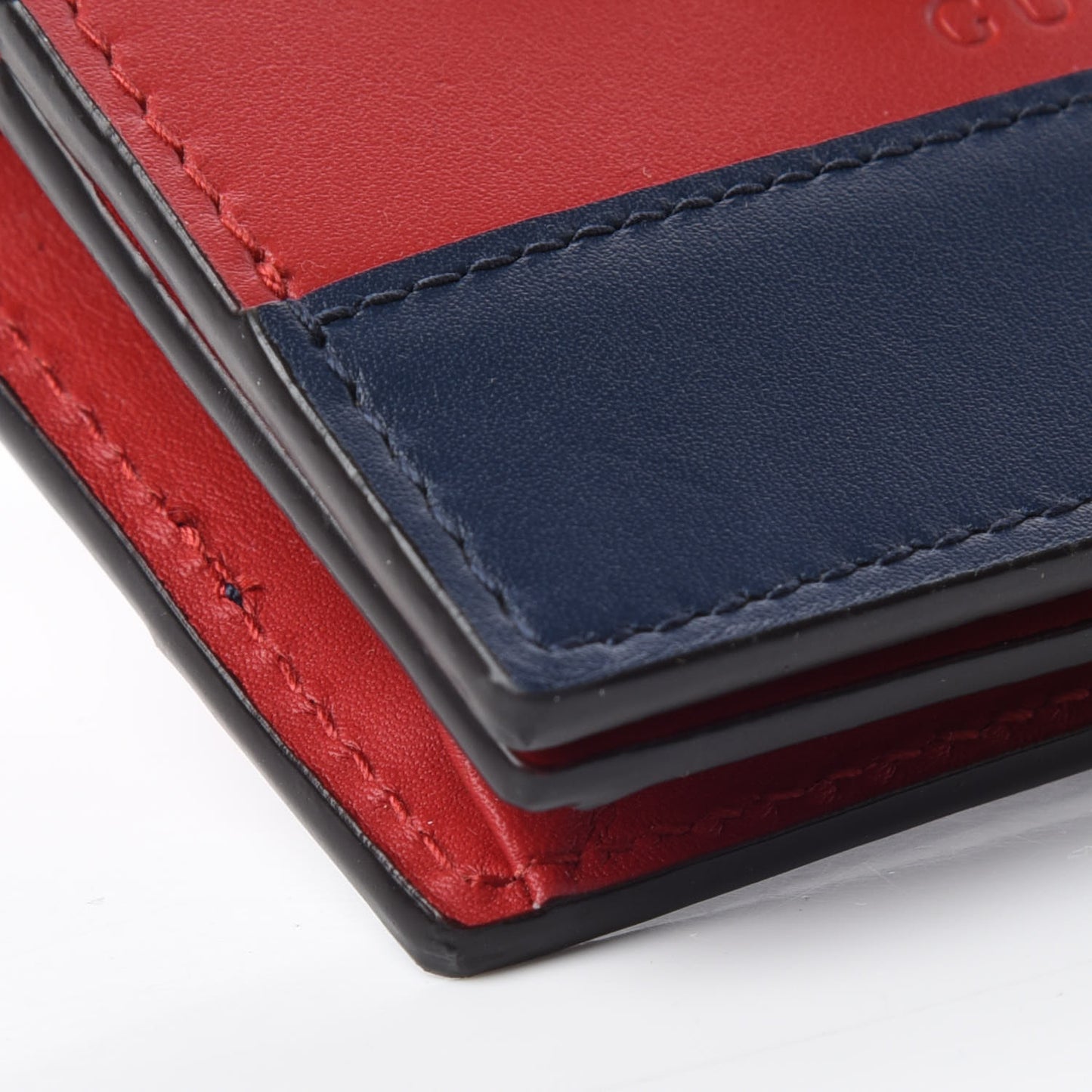 Calfskin Queen Margaret Card Case Wallet Blue Agata Hibiscus Red Mystic White