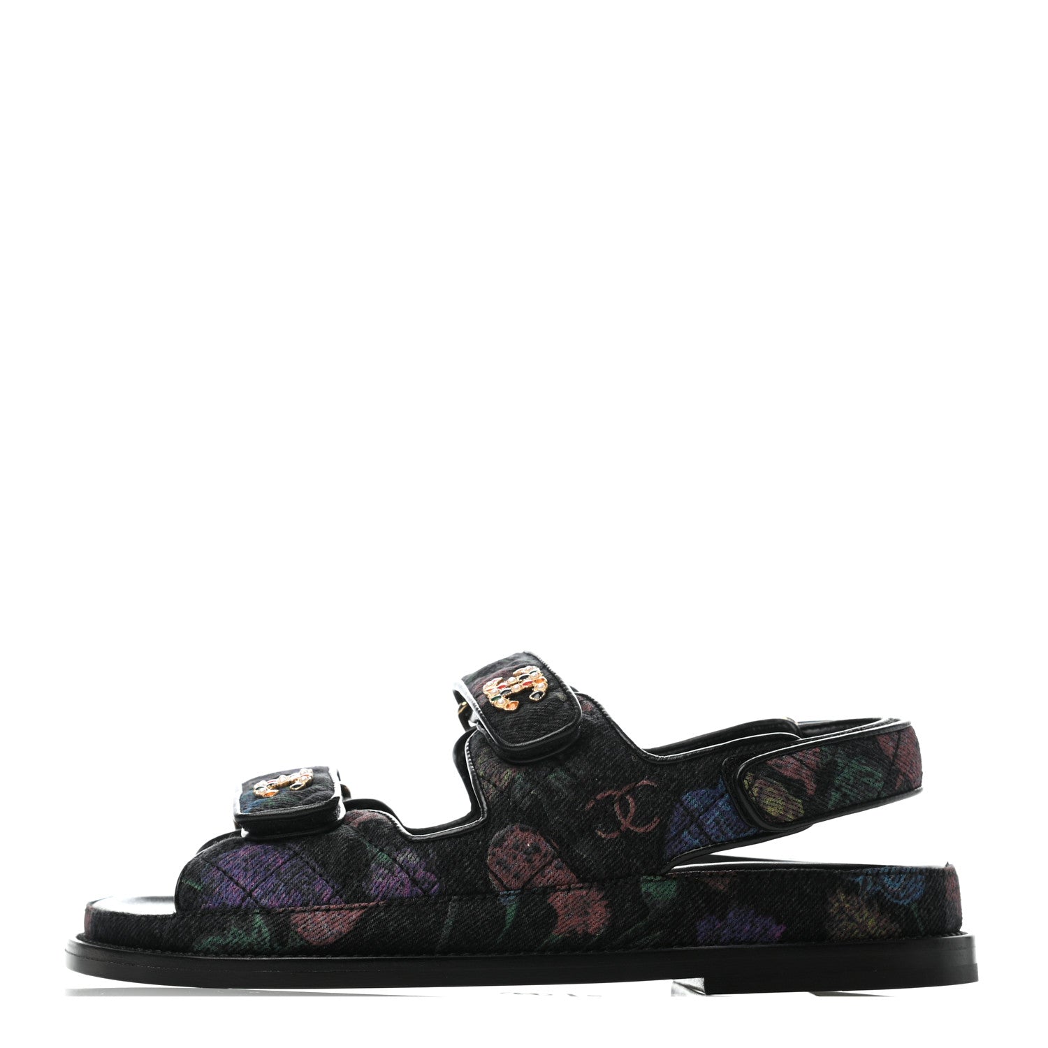 Chanel Denim Quilted Dad Sandals 36 Black Multicolor 1 of 6