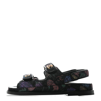 Chanel Denim Quilted Dad Sandals 36 Black Multicolor 1 of 6