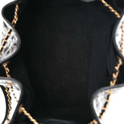 Chanel Shiny Crumpled Calfskin Quilted Medium Chanel 25 Handbag Black 5 of 10
