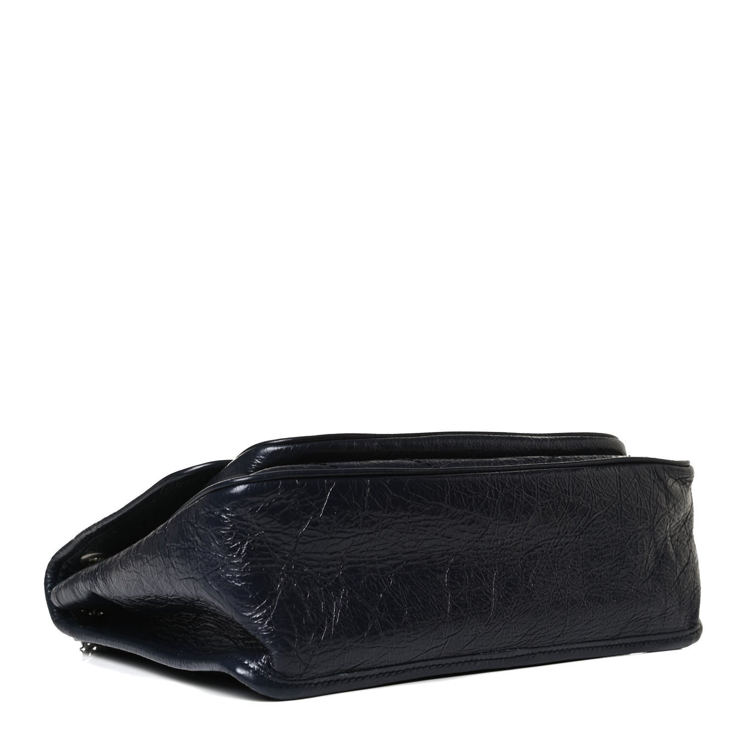 Crinkled Calfskin Matelasse Monogram Medium Niki Chain Satchel Dark Blue