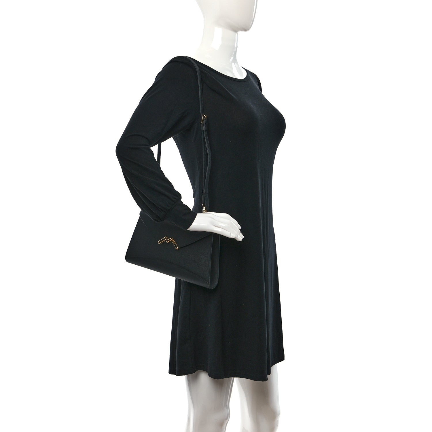 Moynat Carat Calfskin Gabrielle Clutch Black 2 of 8