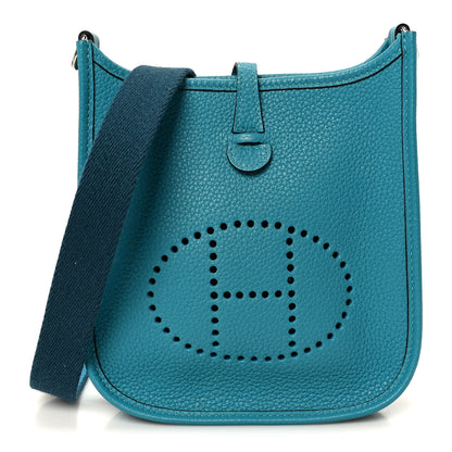 Hermes Taurillon Clemence Amazone Evelyne TPM Turquoise Colvert 1 of 11