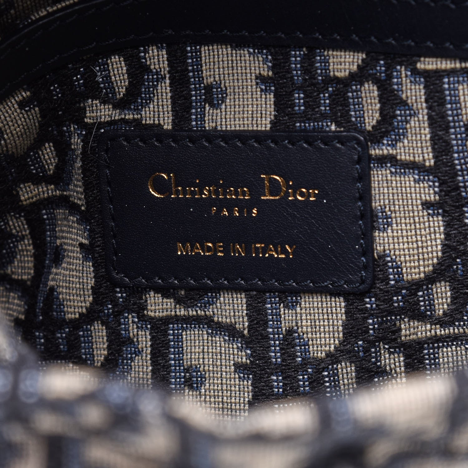 Christian Dior Wicker Oblique Drawstring Bucket Bag Blue 6 of 13