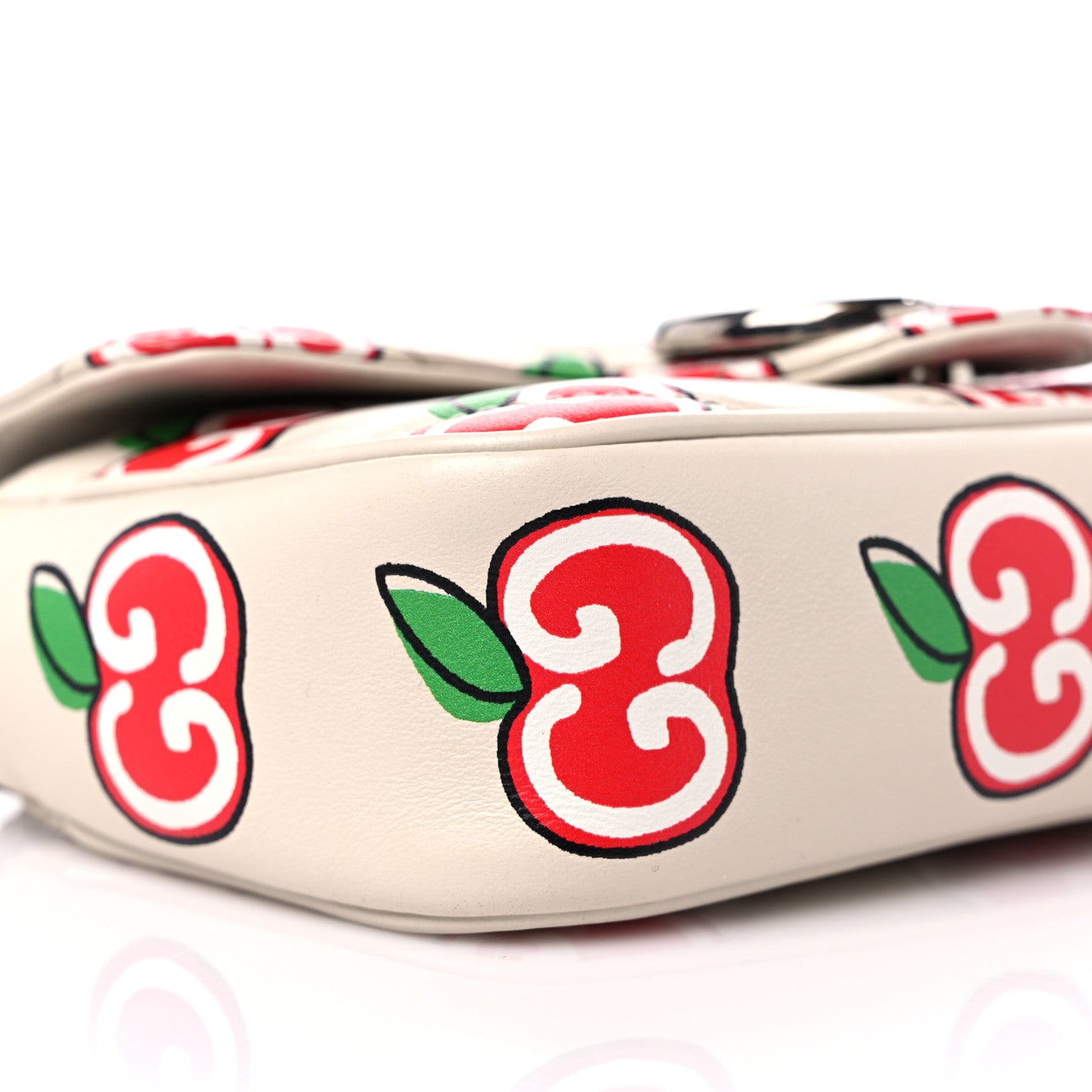 Gucci Calfskin Matelasse Diagonal GG Apple Super Mini GG Marmont Shoulder Bag Ivory 8 of 12