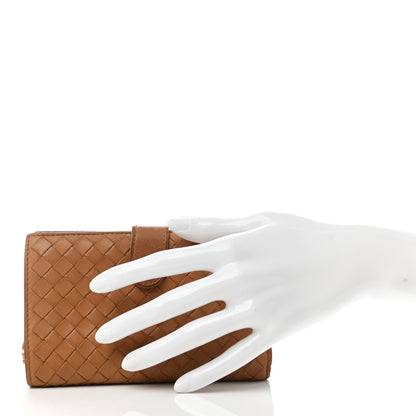 Bottega Veneta Nappa Intrecciato Continental Snap Wallet Noce 2 of 7