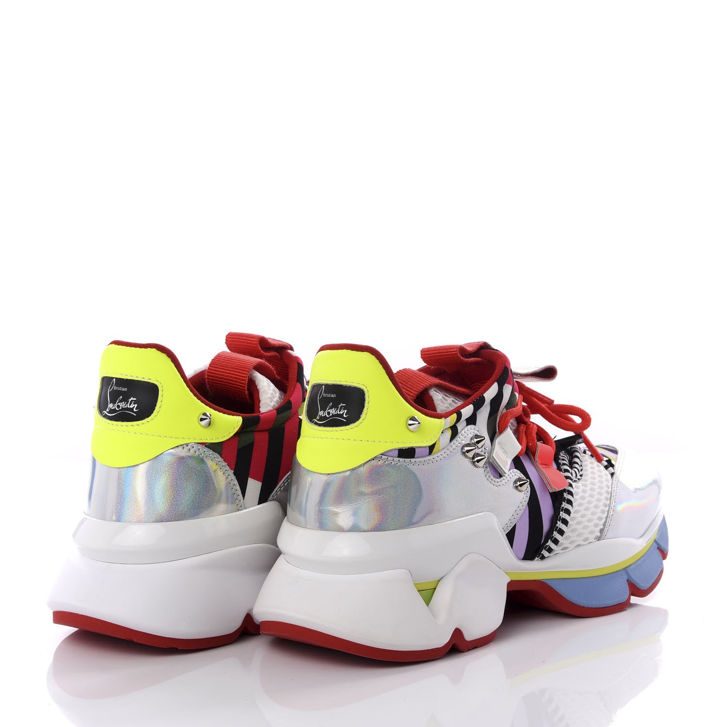 Christian Louboutin Neoprene Specchio Laser Donna Red Runner Spike Flat Sneaker 36.5 Multicolor 4 of 10