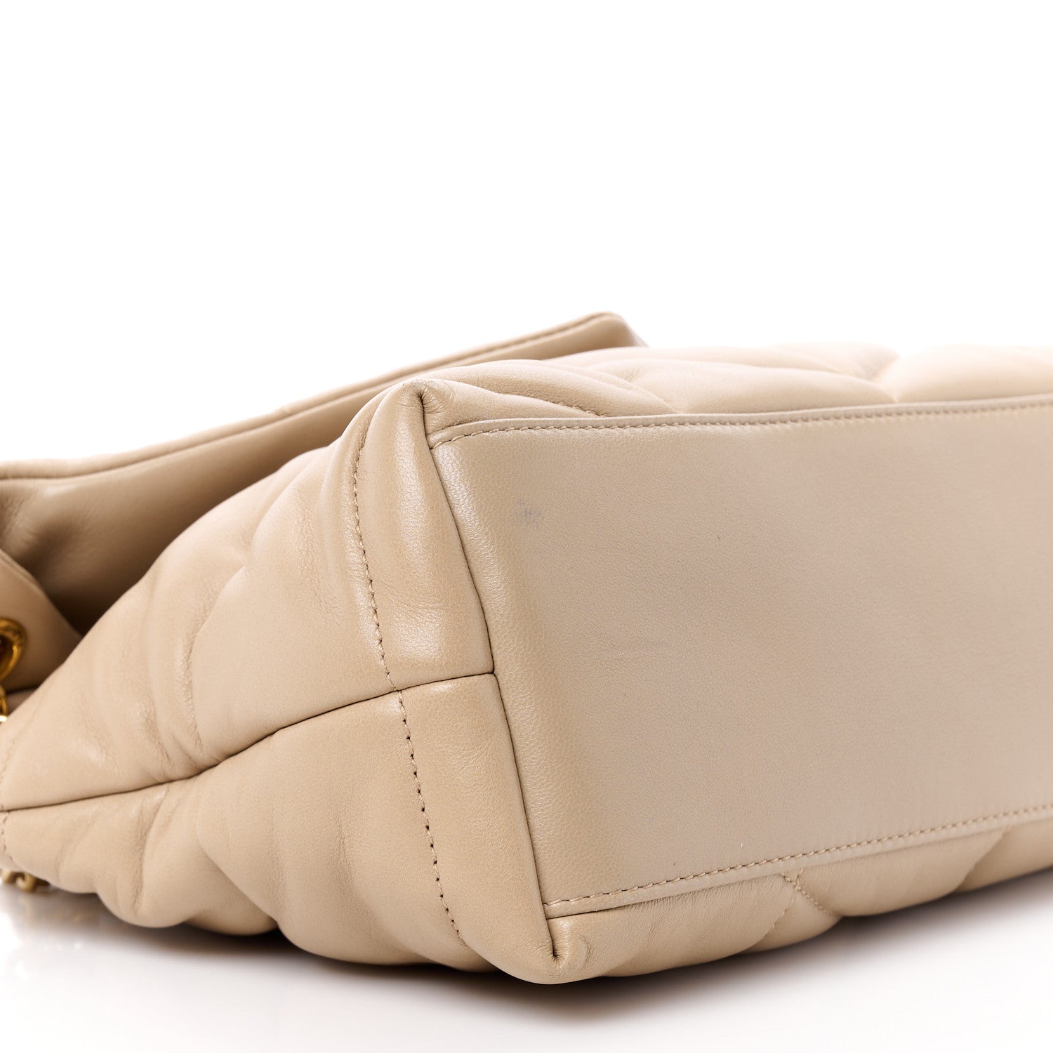 Saint Laurent Lambskin Quilted Small Loulou Puffer Monogram Chain Satchel Dark Beige 10 of 11