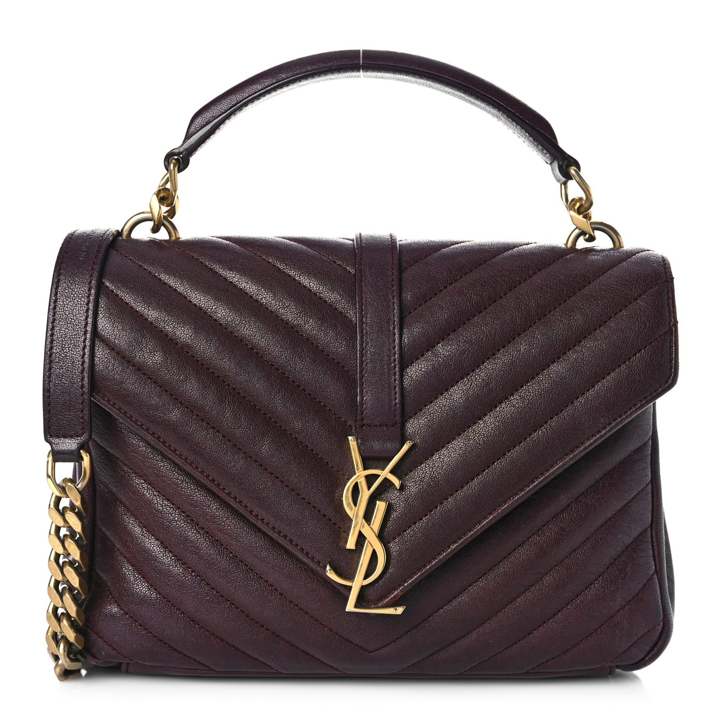 Sheepskin Matelasse Chevron Monogram Medium College Bag Amaranto