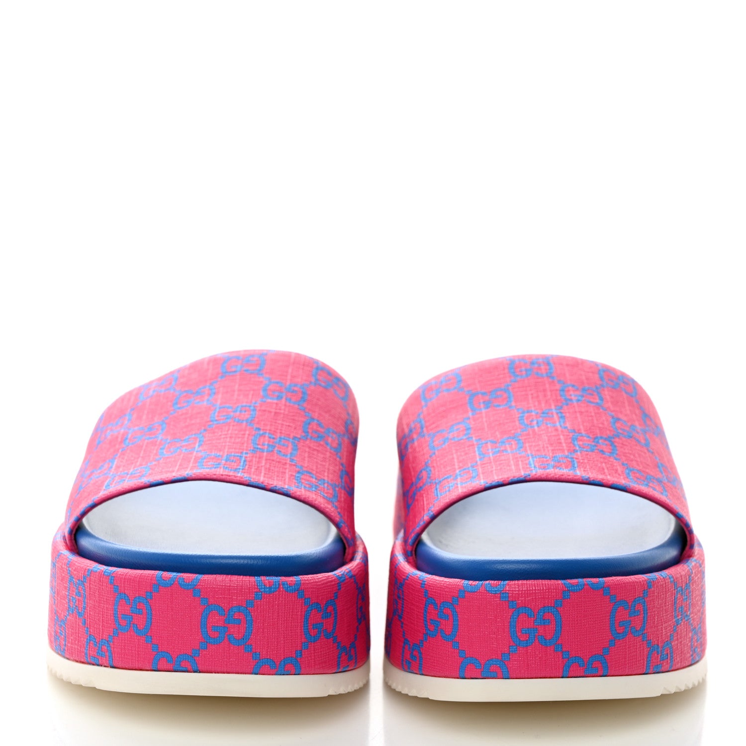 Gucci GG Supreme Joy Monogram Angelina Platform Slide Sandals 39.5 Fuxia Blue 2 of 8
