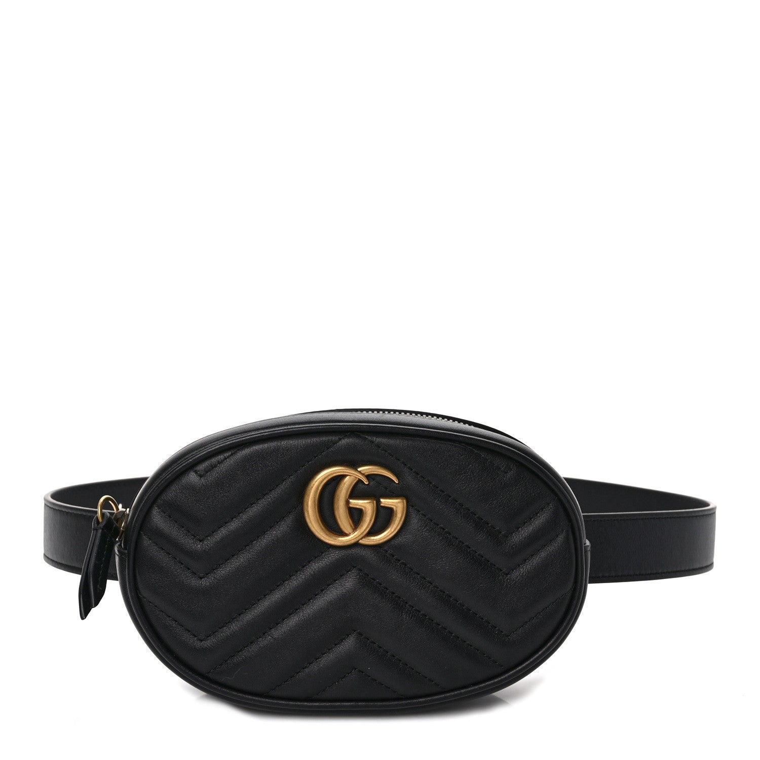 Gucci Calfskin Matelasse GG Marmont Belt Bag 85 34 Black 1 of 9