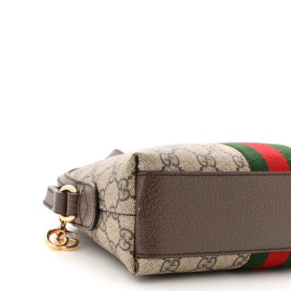 Gucci GG Supreme Monogram Textured Dollar Calfskin Web Small Ophidia Dome Shoulder Bag Beige Ebony New Acero 9 of 12