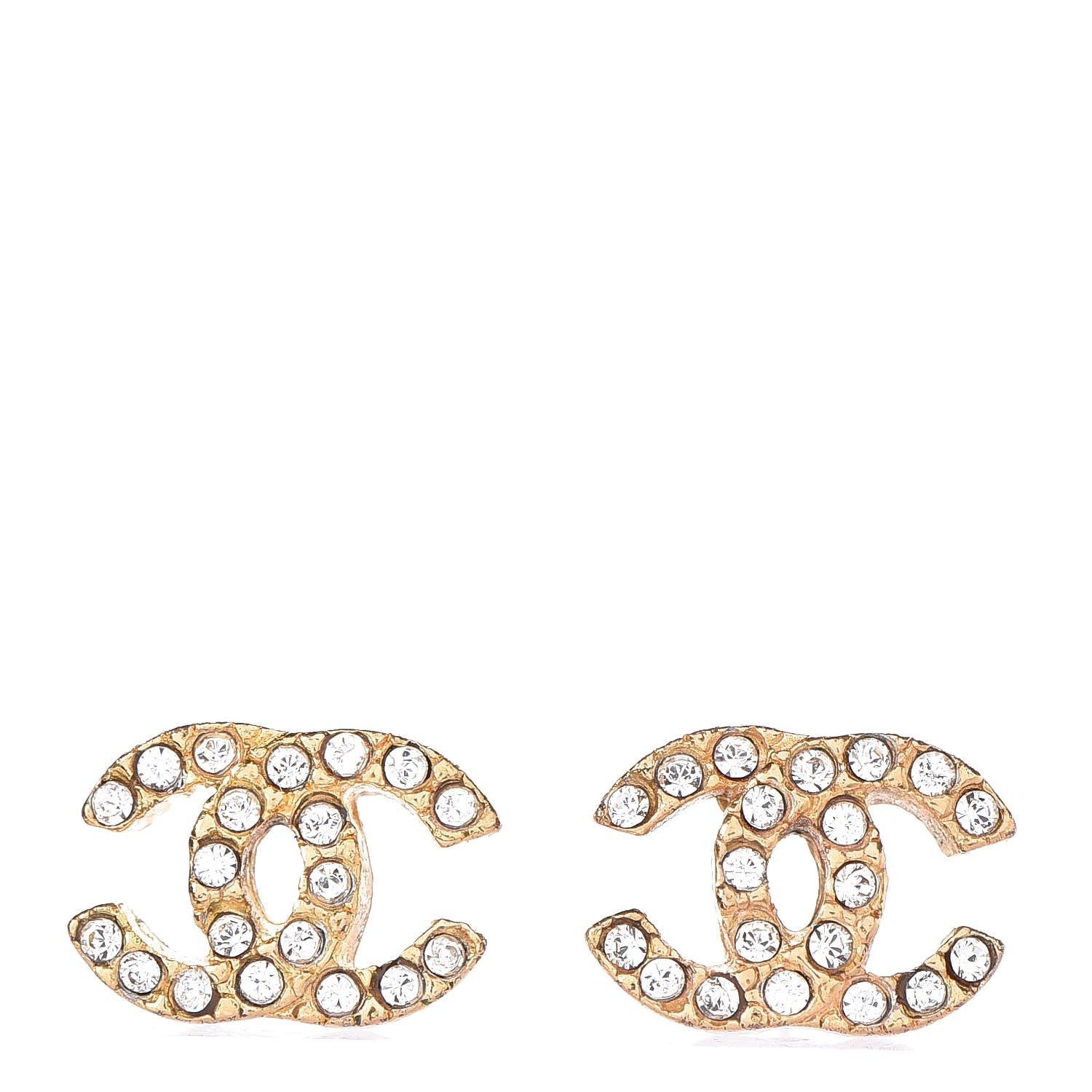 Chanel Crystal CC Earrings Gold 1 of 5