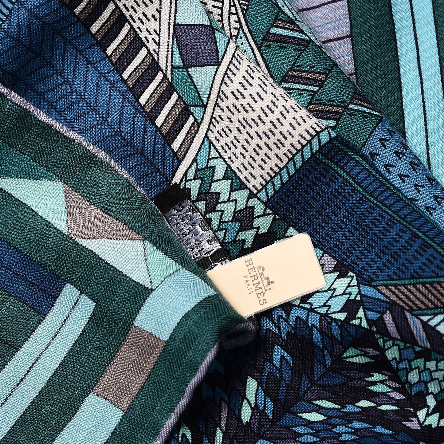 Cashmere Silk Patchwork Horse Shawl 140 Turquoise Vert Bleu