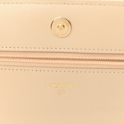 Chanel Tweed Shearling Quilted Chanel Wallet On Chain WOC and Coin Purse Beige Black 7 of 14