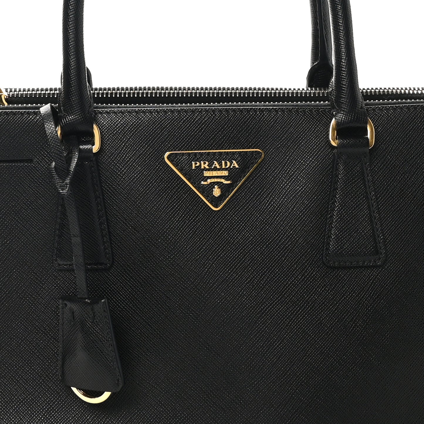 Saffiano Medium Galleria Double Zip Tote Black
