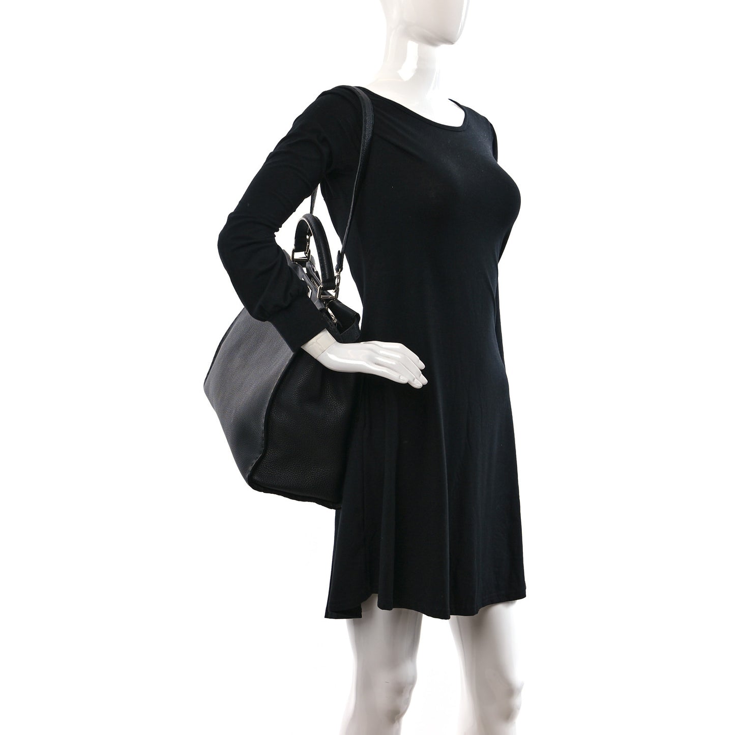 Cuoio Romano Selleria Bi-Color Large Peekaboo Iconic Satchel Black Mou