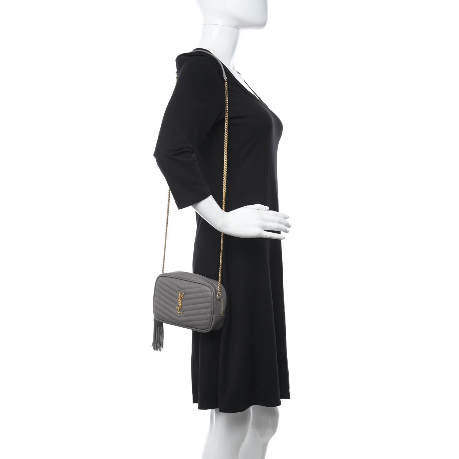 Saint Laurent Grain De Poudre Matelasse Monogram Mini Lou Camera Bag Fog 2 of 10