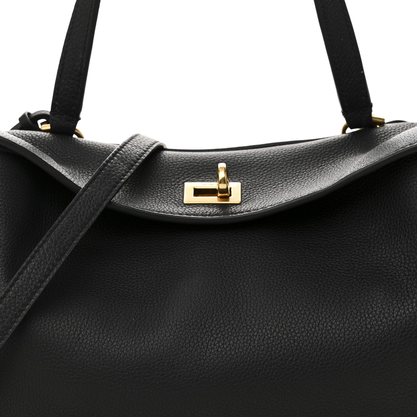 Grained Calfskin Small Rodeo Top Handle Handbag Black