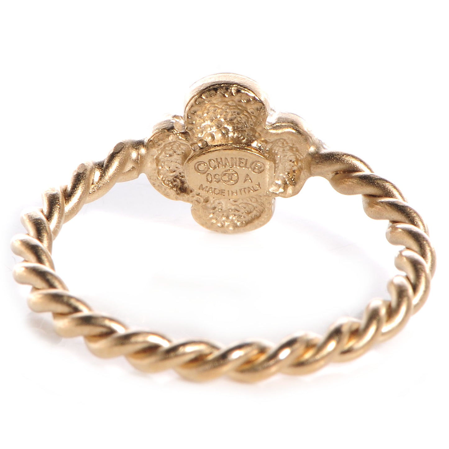 White Enamel Camellia Ring 6.5
