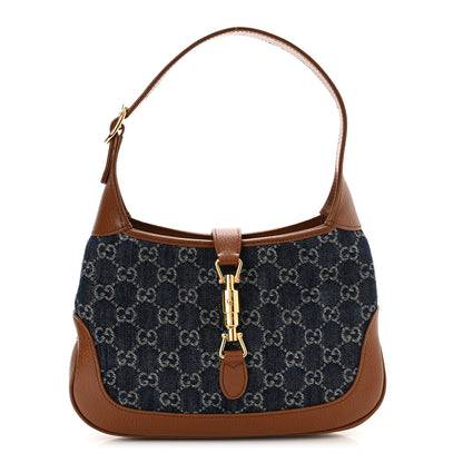 Gucci New Denim GG Monogram Calfskin Small Jackie 1961 Hobo Blue Tea Cuir 1 of 11